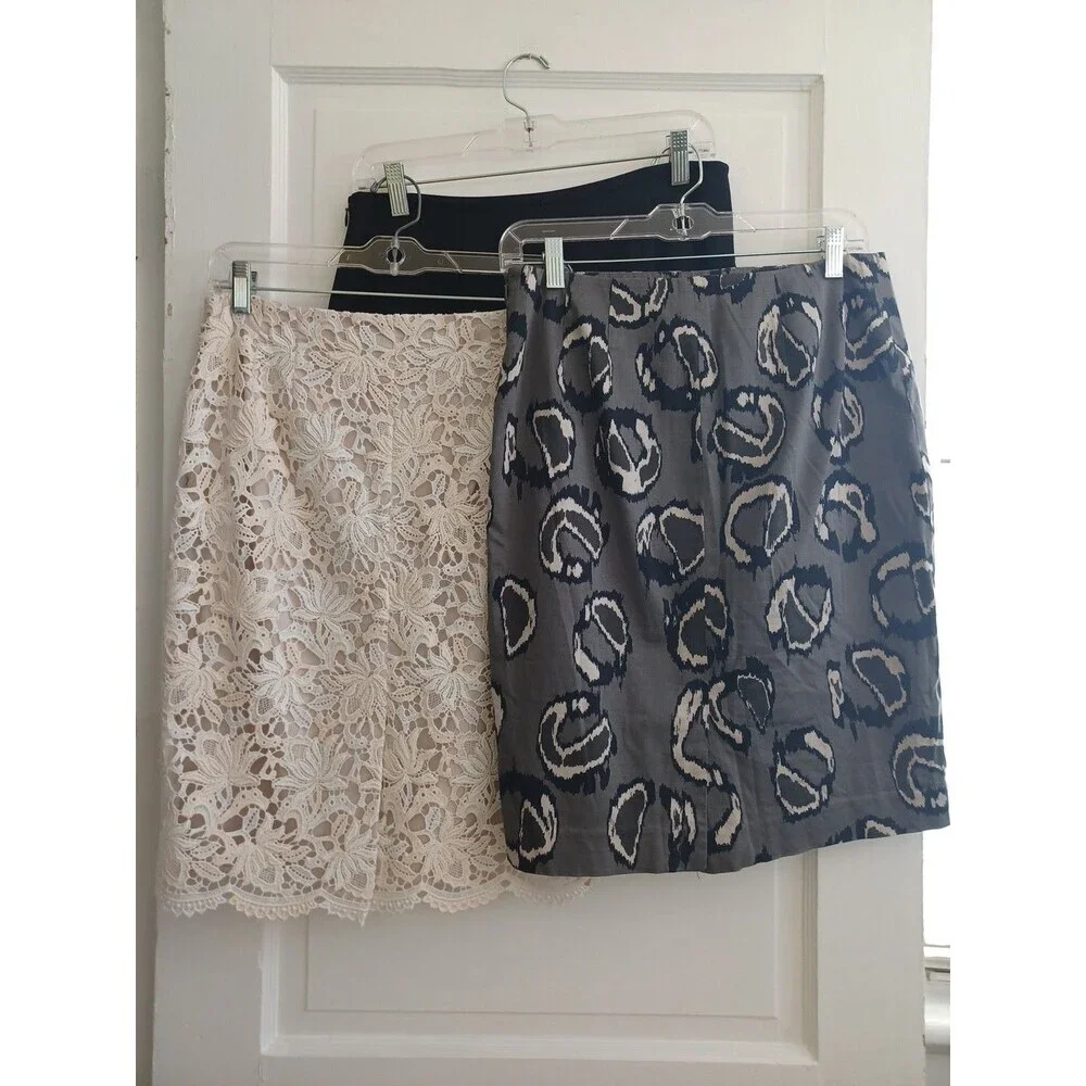 Ann Taylor set/3 straight skirts sz 6 career special occasion neutral classic - Picture 5 of 12